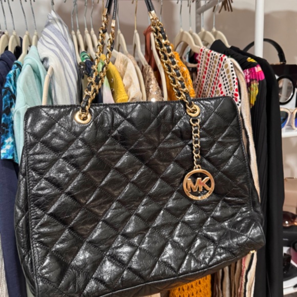 Michael Kors Handbags - Authentic MICHAEL KORS Quilted Medium-Sized Black Leather Handbag